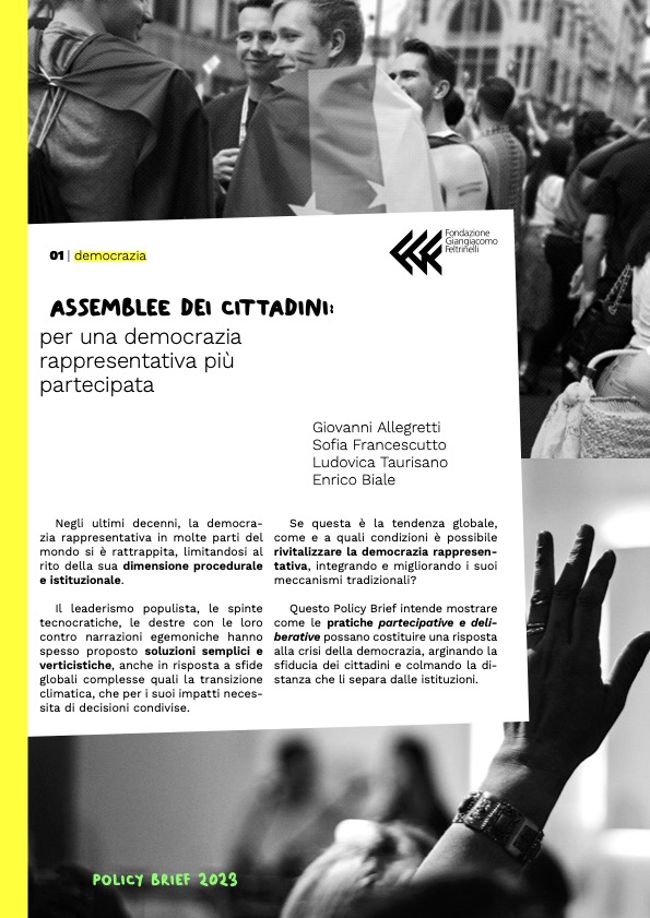 Policy Brief 01 | Assemblee dei cittadini 
Per una democrazia rappresentativa più partecipata
 
